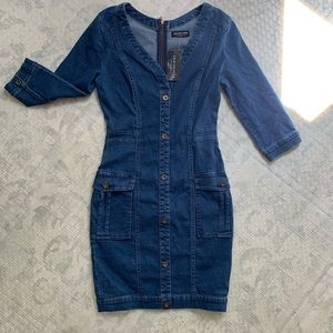 FASHION NOVA press pause denim dress